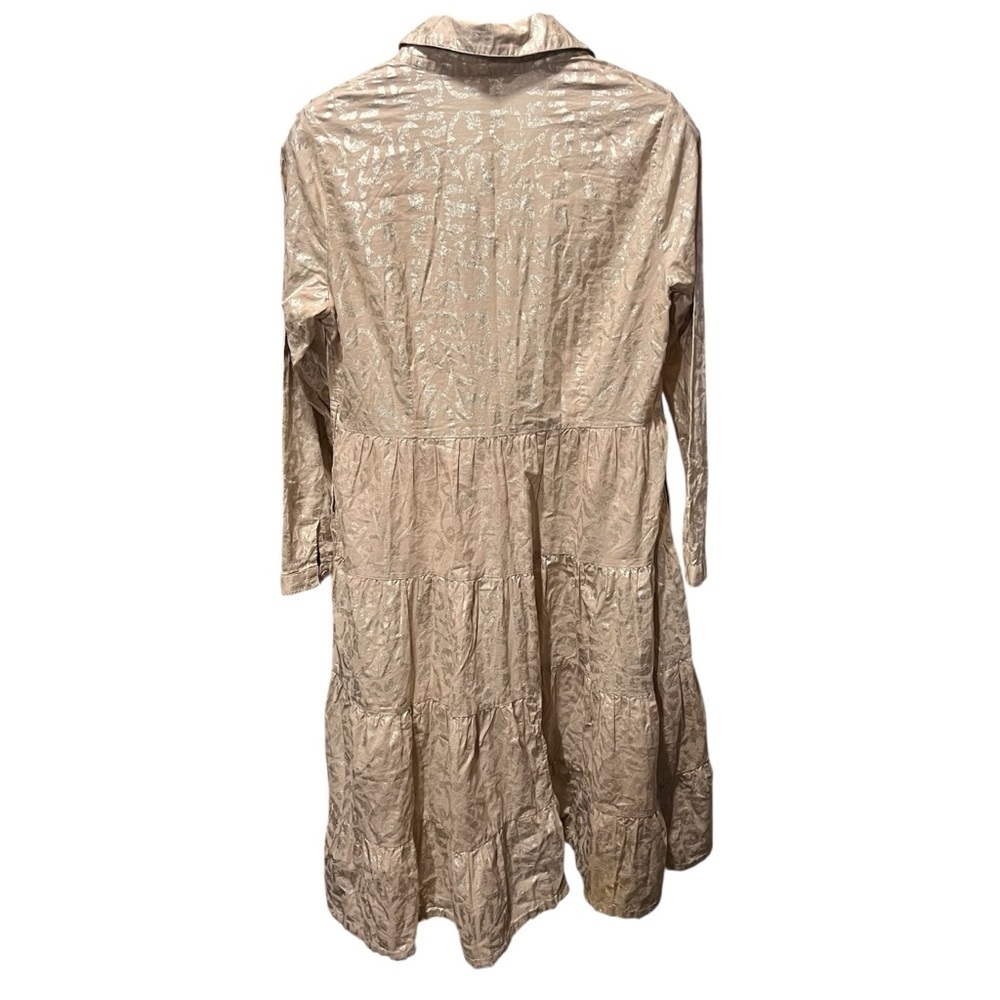 Soft Surroundings Shimmering Tan Long Sleeve Dress 12P - Picture 4 of 10
